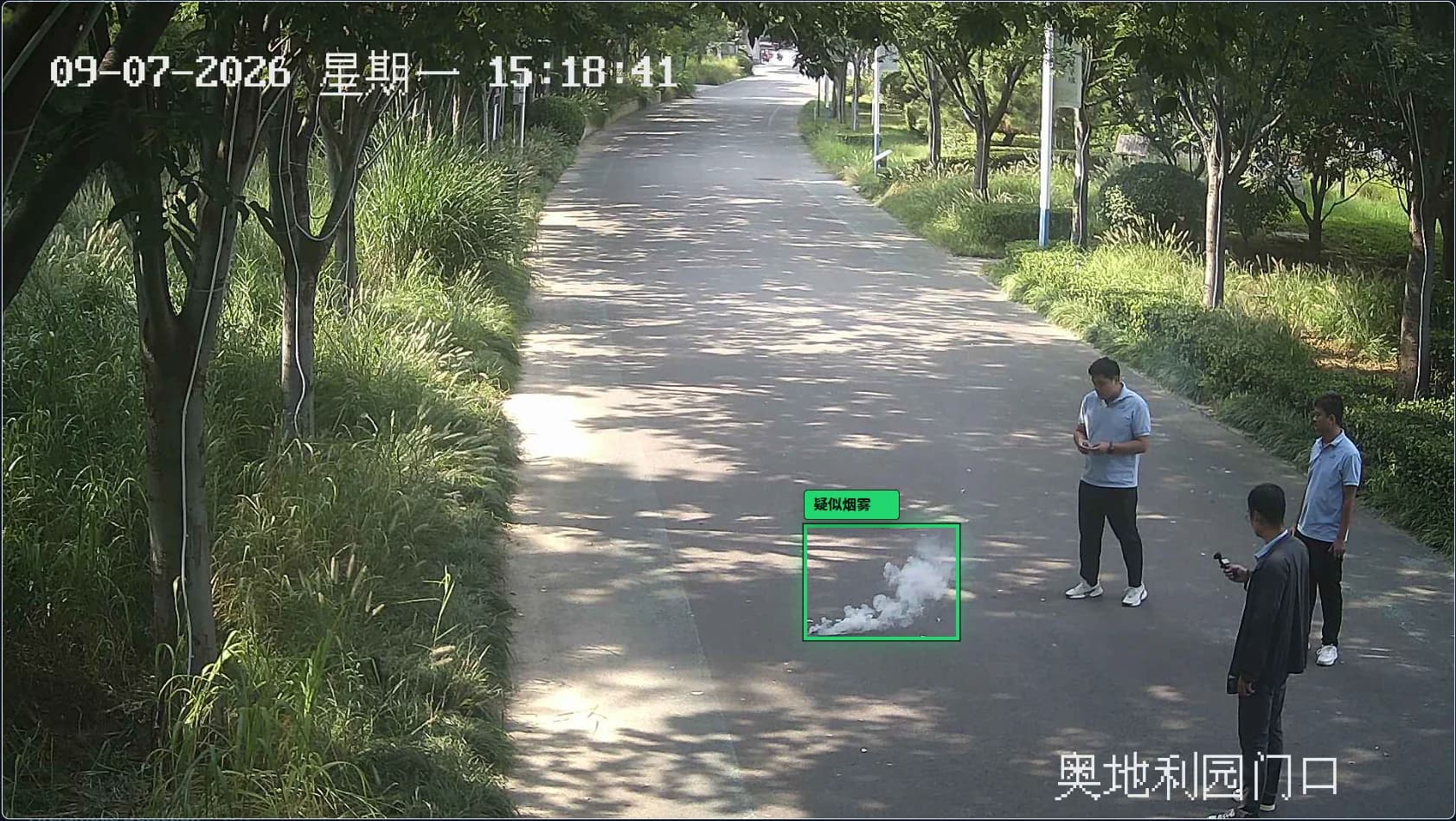 奥地利园门口疑似烟雾监控画面
