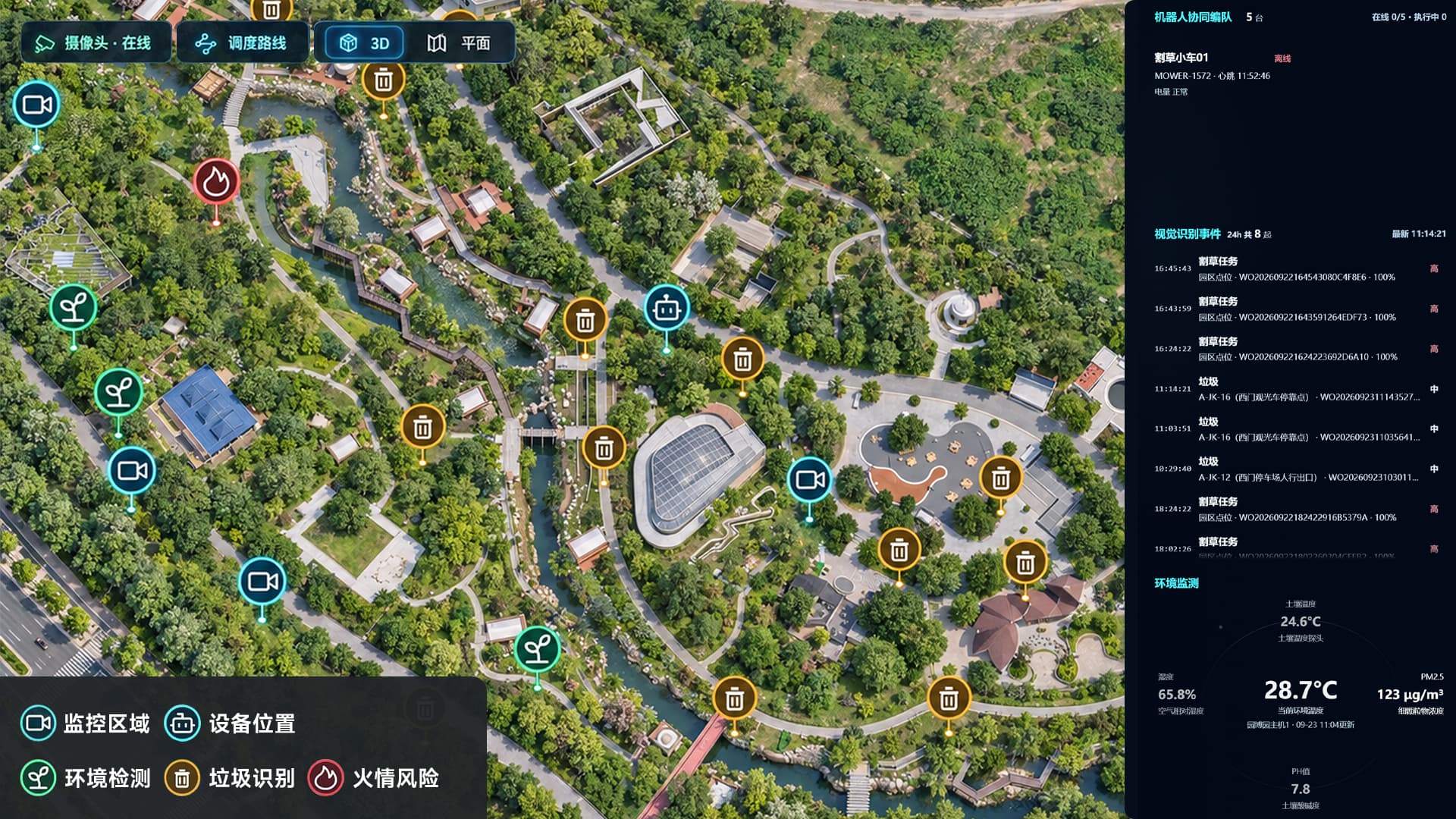 智能中台三维态势与任务调度界面